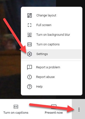 how to find the settings for google meet